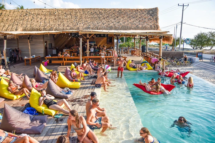 Pool party social atmosphere